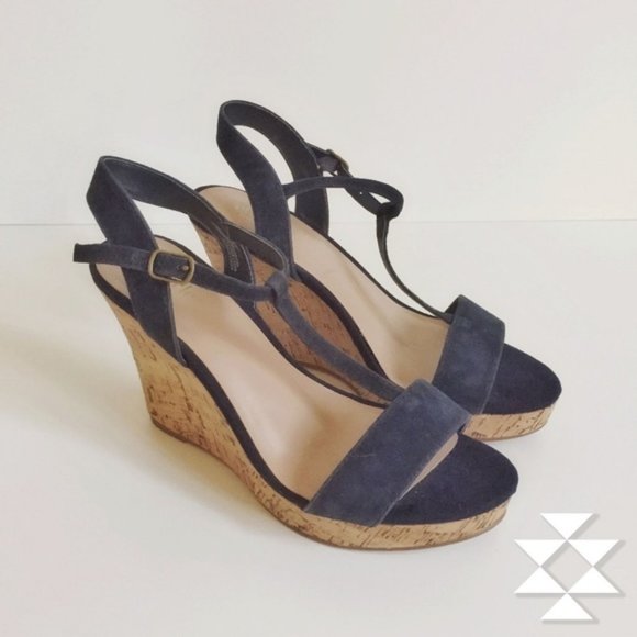 Charles David Shoes - Charles David Navy Wedge Sandal 8.5 (fits like 8)